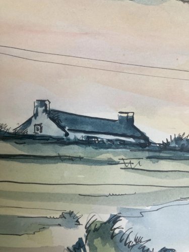 Peinture Plaine De La ce Art Wagrez a Identifier Ciel Nuage 1980 XXe