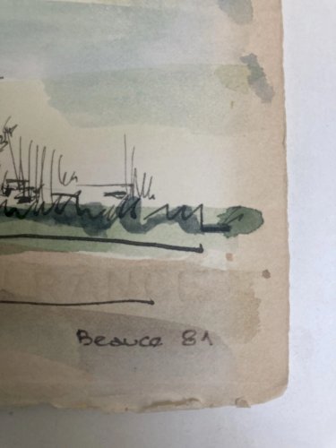 Peinture Plaine De La ce Art Wagrez a Identifier Ciel Nuage 1980 XXe