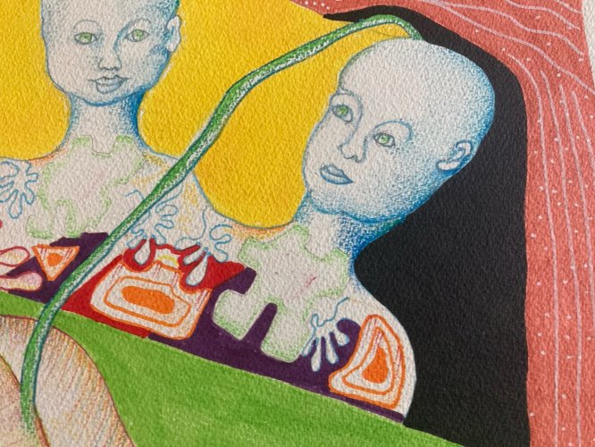 Peinture Portrait Aquarelle Chapman 1971 Dessin Art Brut A Identifier