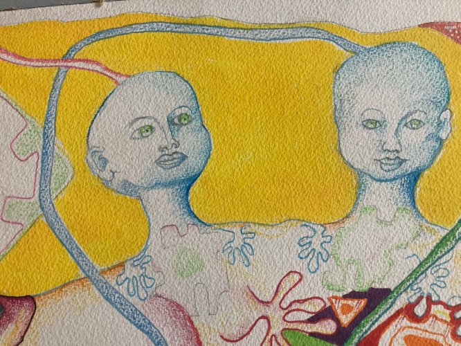 Peinture Portrait Aquarelle Chapman 1971 Dessin Art Brut A Identifier
