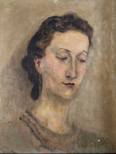 Peinture Portrait Femme Huile Toile Expressionniste 1920 Expressionnisme Art Old