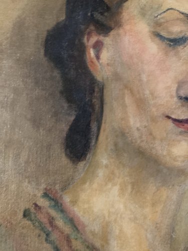 Peinture Portrait Femme Huile Toile Expressionniste 1920 Expressionnisme Art Old