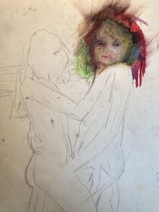 Painting Portrait Man Gouache Paper Expressionist 1950 Expressionism Art