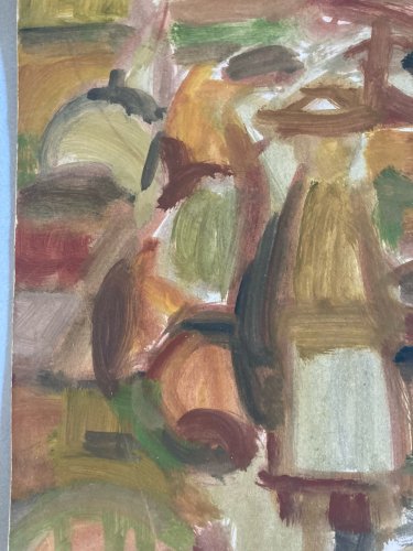 Peinture Portrait Homme Huile Papier Expressionniste 1950 Expressionnisme