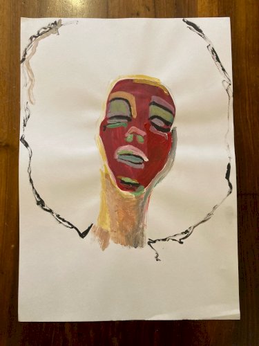 Peinture Portrait Homme Painting Papier Expressionniste 1970 Expressionnisme Art