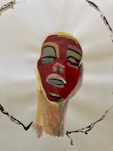 Peinture Portrait Homme Painting Papier Expressionniste 1970 Expressionnisme Art