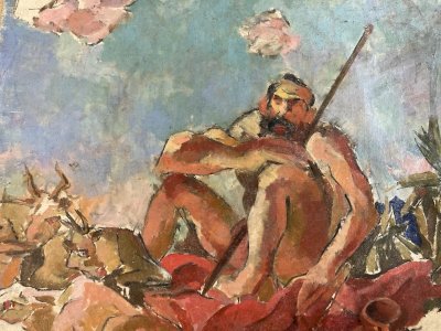 Peinture portrait Huile sur toile Cubiste 1940 cubisme a identifier Berger