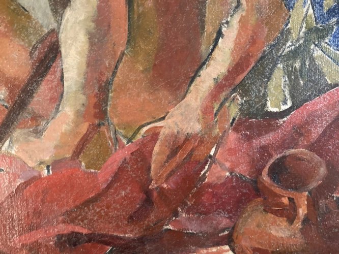 Peinture portrait Huile sur toile Cubiste 1940 cubisme a identifier Berger