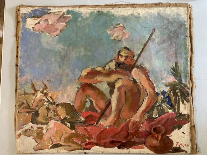 Peinture portrait Huile sur toile Cubiste 1940 cubisme a identifier Berger