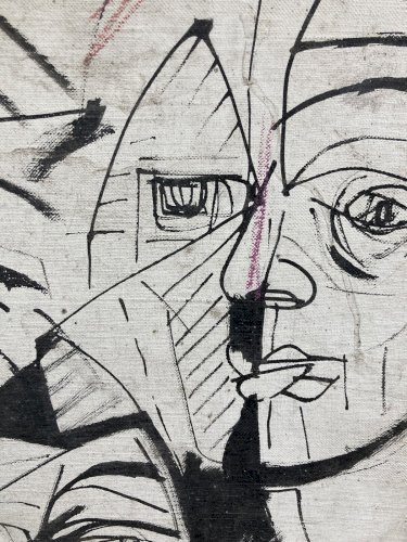 Peinture portrait Huile sur toile Cubiste 1970 cubisme a identifier