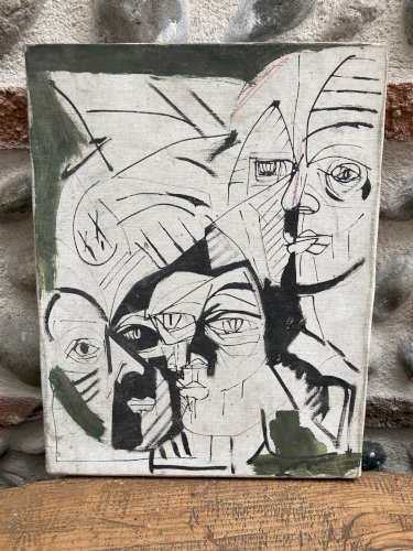 Peinture portrait Huile sur toile Cubiste 1970 cubisme a identifier