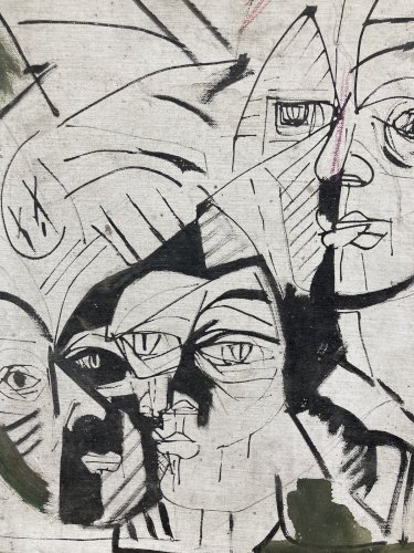 Peinture portrait Huile sur toile Cubiste 1970 cubisme a identifier