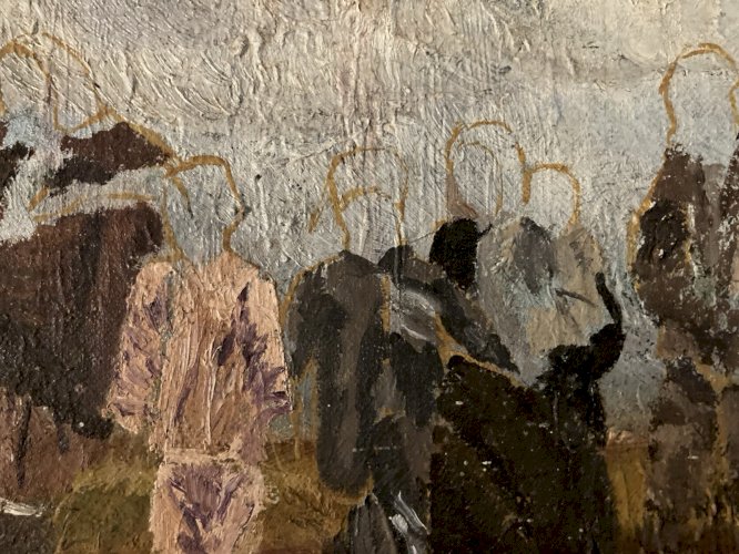 Peinture Portrait Huile Toile Expressionniste 1940 Expressionnisme Painting Art