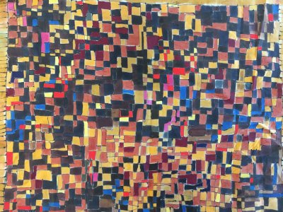 Peinture Soie Art Abstrait abstraction 1980 Etude Pour Foulard Signé
