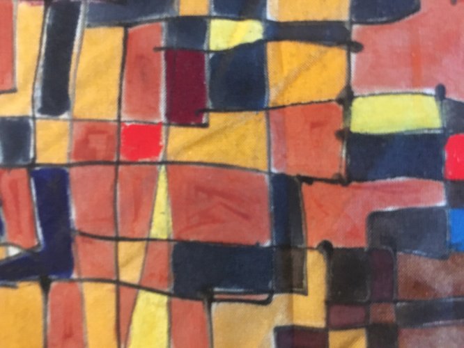 Peinture Soie Art Abstrait abstraction 1980 Etude Pour Foulard Signé