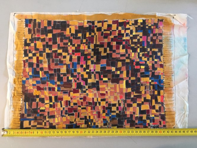 Peinture Soie Art Abstrait abstraction 1980 Etude Pour Foulard Signé