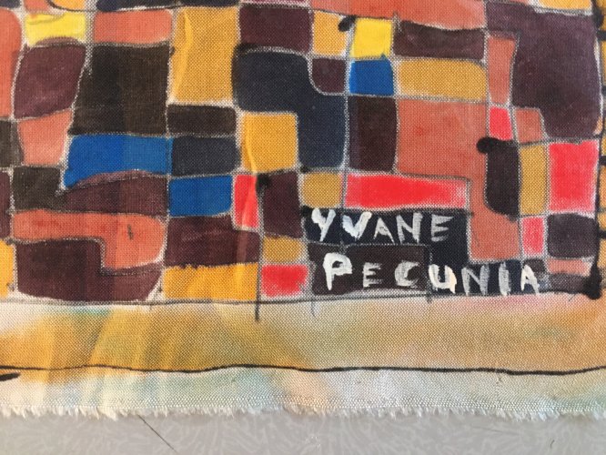 Peinture Soie Art Abstrait abstraction 1980 Etude Pour Foulard Signé