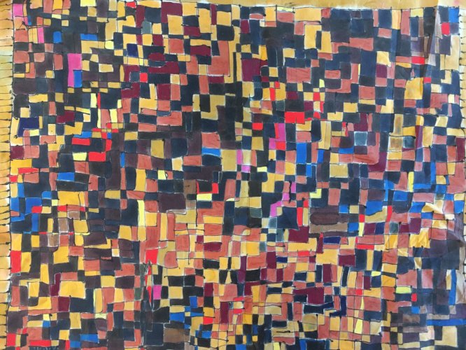 Peinture Soie Art Abstrait abstraction 1980 Etude Pour Foulard Signé