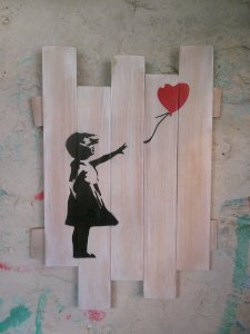 Peinture sur bois de palette street art - Style Banksy -