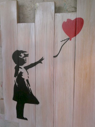 Peinture sur bois de palette street art - Style Banksy -