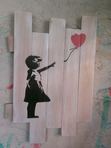 Peinture sur bois de palette street art - Style Banksy -