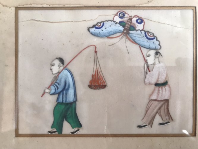 Peinture Sur Calque Chine Seconde Moitié Du XIXème Antique Ancien Art Asiatique