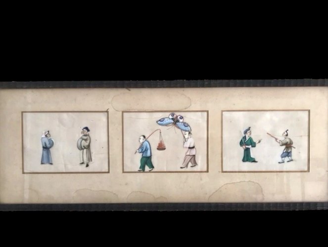 Peinture Sur Calque Chine Seconde Moitié Du XIXème Antique Ancien Art Asiatique