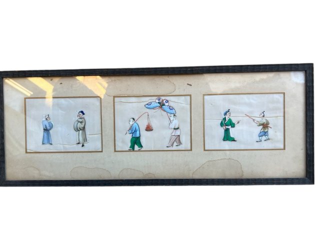 Peinture Sur Calque Chine Seconde Moitié Du XIXème Antique Ancien Art Asiatique