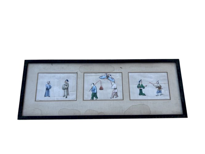Peinture Sur Calque Chine Seconde Moitié Du XIXème Antique Ancien Art Asiatique