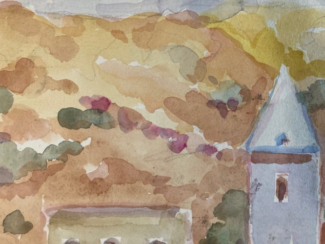Peinture Sur Papier Aquarelle Calanques Port Miou Georges Massa Marseille