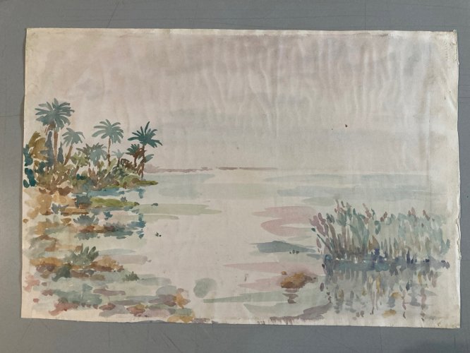 Peinture Sur Papier Aquarelle Calanques Port Miou Georges Massa Marseille