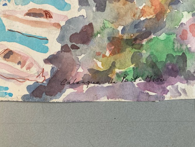 Peinture Sur Papier Aquarelle Calanques Port Miou Georges Massa Marseille