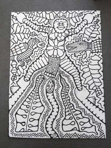 Peinture Sur Toile Dessin Art Brut Outsider 2012 Apa Hugo PNG