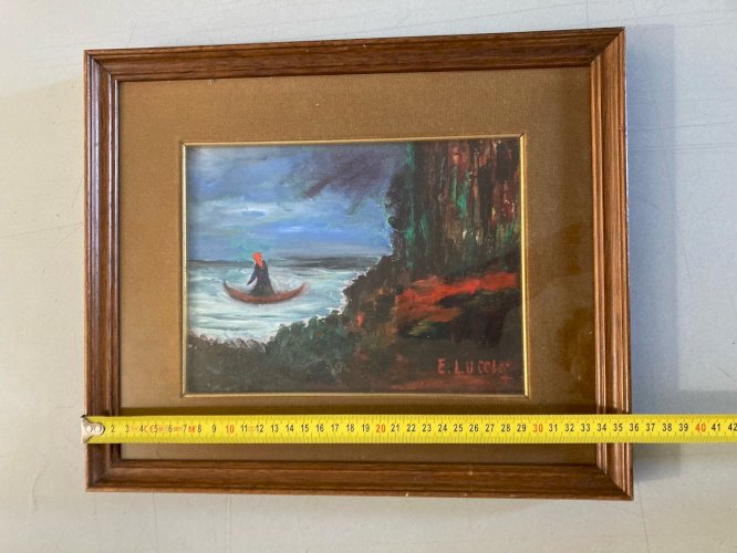 Peinture Symbolisme Symboliste A Identifier Barque Personnage Art 1980