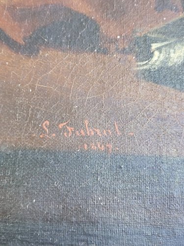 PEINTURE TABLEAU DE SAINT JEROME SIGNE FABROL 1847 A RESTAURER