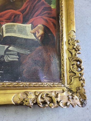 PEINTURE TABLEAU DE SAINT JEROME SIGNE FABROL 1847 A RESTAURER