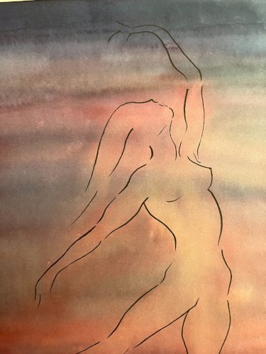 peinture technique mixte encre et aerographe danseuse