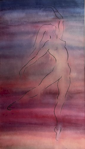 peinture technique mixte encre et aerographe danseuse
