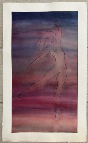 peinture technique mixte encre et aerographe danseuse