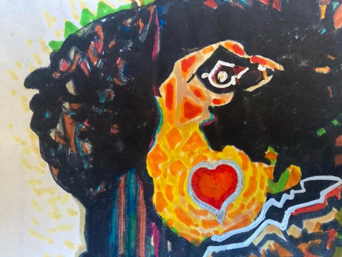 Peinture Technique Mixte Gouache Feutre Oiseau Œuf Abstrait Abstraction 2000 Art