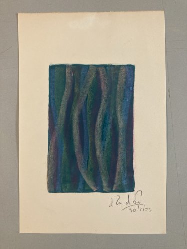 Peinture Technique Mixte Gouache Pastel À Identifier 1973 Abstrait Abstraction