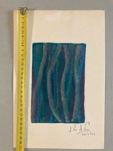 Peinture Technique Mixte Gouache Pastel À Identifier 1973 Abstrait Abstraction