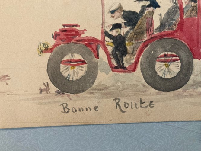 Peinture Voiture XIXe Car Automobile Art Écologie Nature Animal Ancien Painting