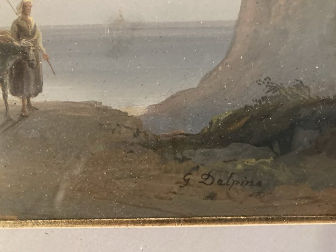 Peinture XIXe Gouache Giuseppe DELPINO Bateau Mer Océan Art Ancien Painting Old