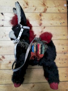 Vintage black and red donkey plush toy/Old English toy/Old donkey plush