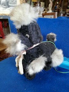 Old plush toy remote control dog / vintage toy / old English toy / old dog plush