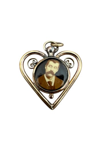 Pendentif 19e cœur photos De couple Recto-Verso Souvenir Charme Vintage