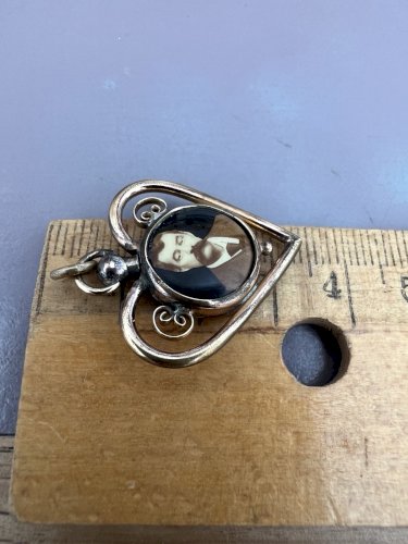 Pendentif 19e cœur photos De couple Recto-Verso Souvenir Charme Vintage