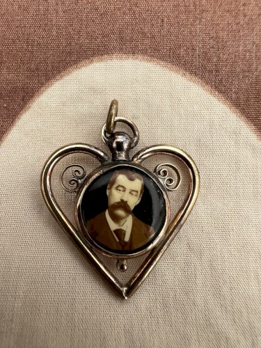Pendentif 19e cœur photos De couple Recto-Verso Souvenir Charme Vintage