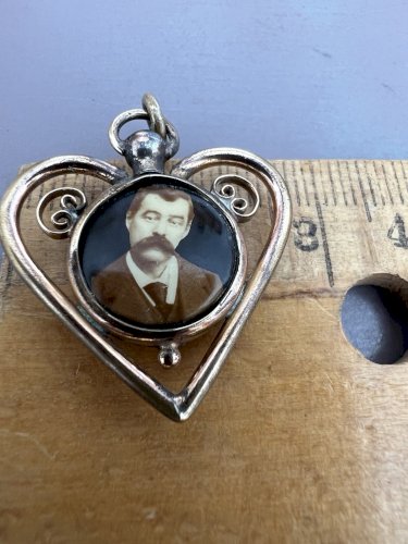 Pendentif 19e cœur photos De couple Recto-Verso Souvenir Charme Vintage